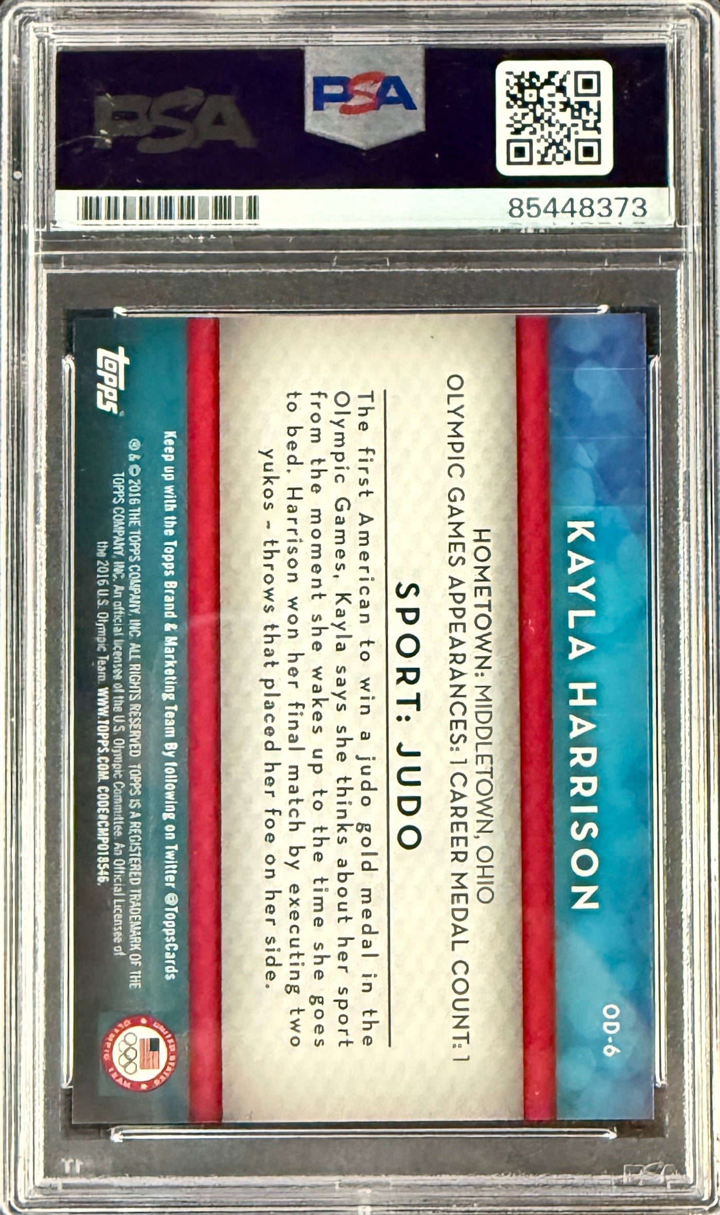 2016 Kayla Harrison Signed Limited Edition /10 Topps Red Ink Rookie Card