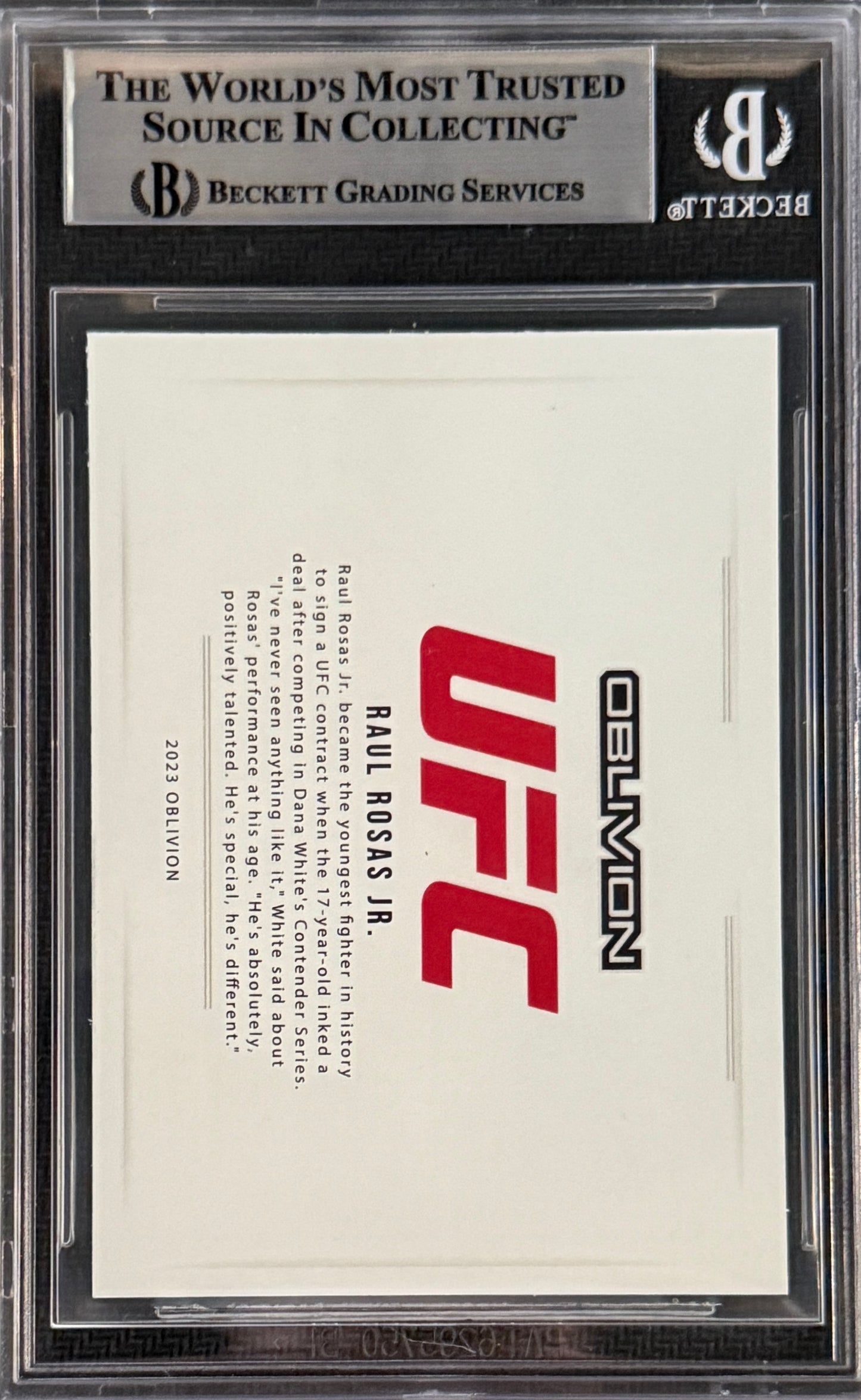 2023 Raul Rosas Jr. Signed LE/50 UFC Oblivion Rookie Card Orange Ink