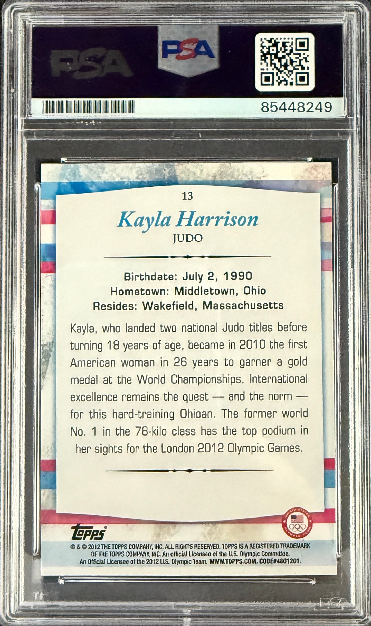 2012 Kayla Harrison Signed Limited Edition /25 Topps Pink Ink Rookie Card