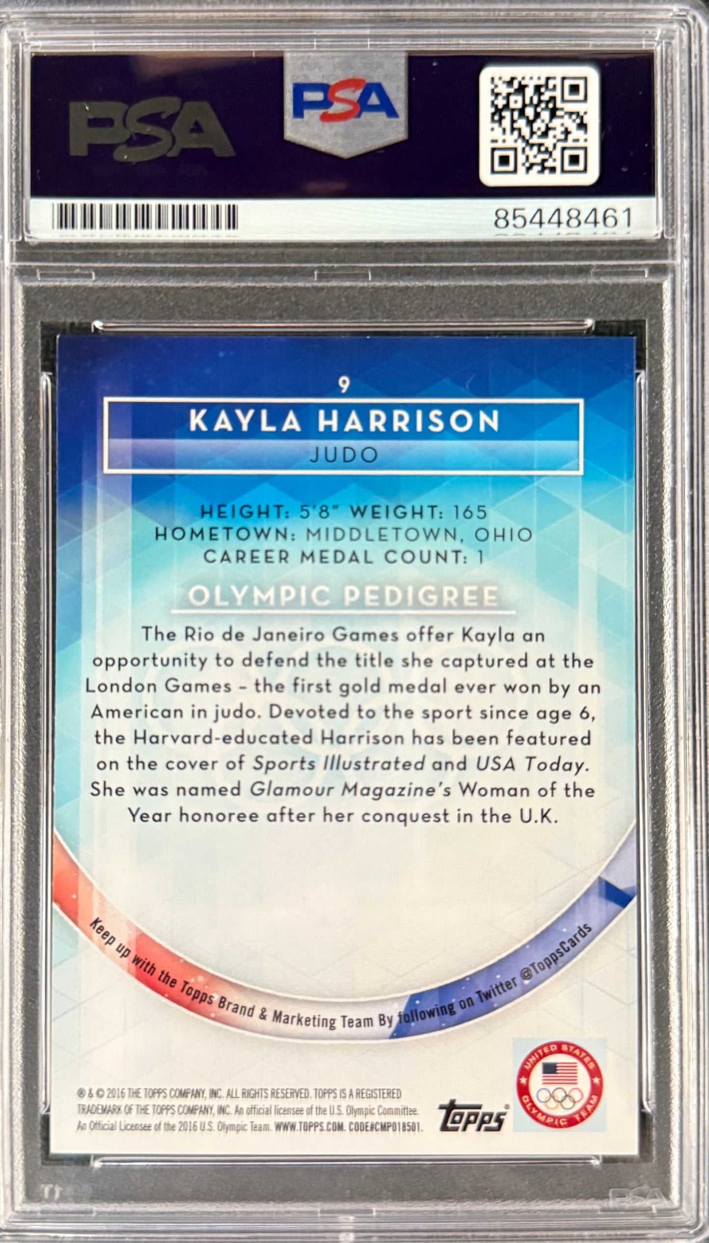 2016 Kayla Harrison Signed Limited Edition /99 Topps Red Ink Rookie Card