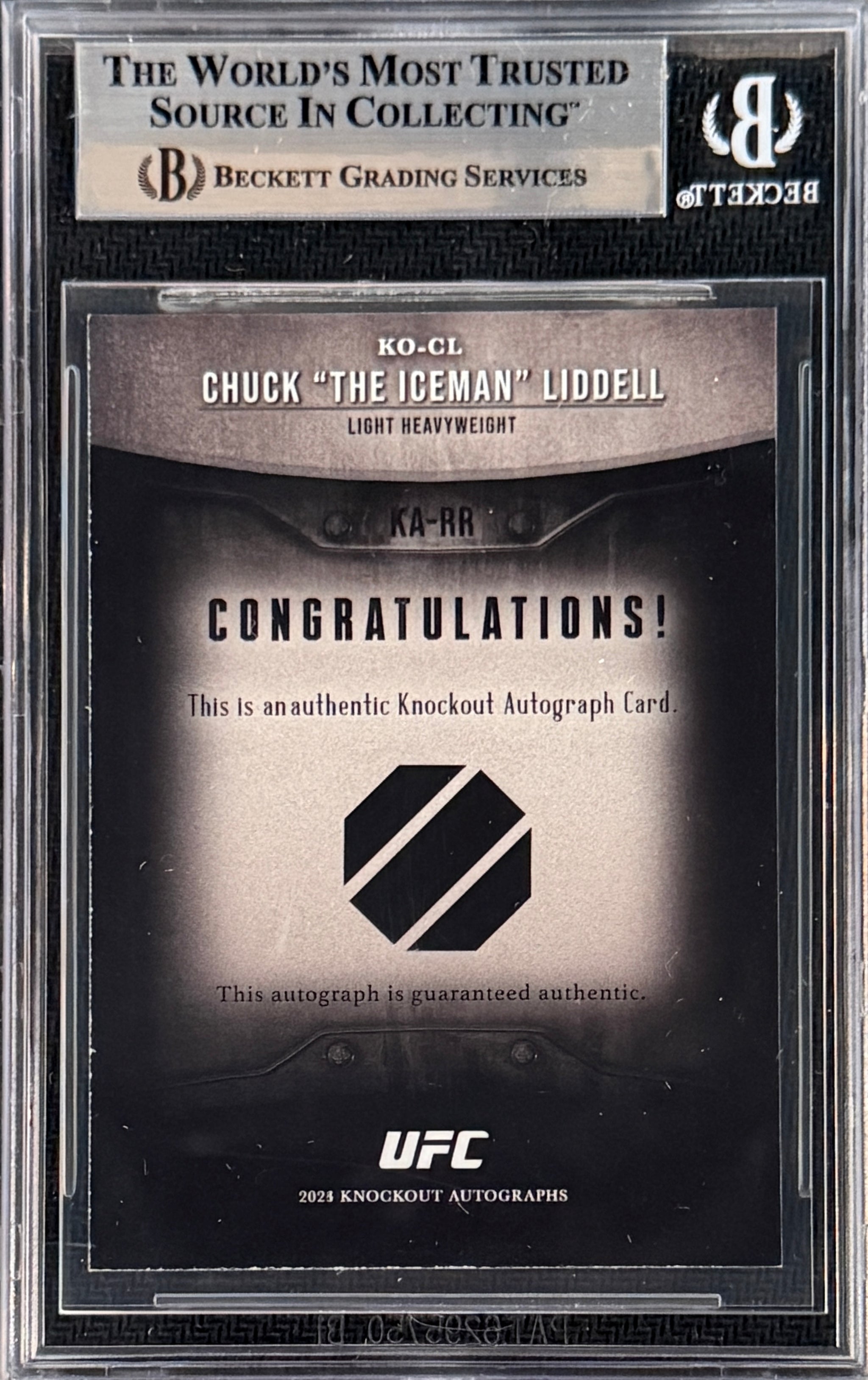 2024 Chuck Liddell Signed Limited Edition /99 UFC Knockout Inscribed 