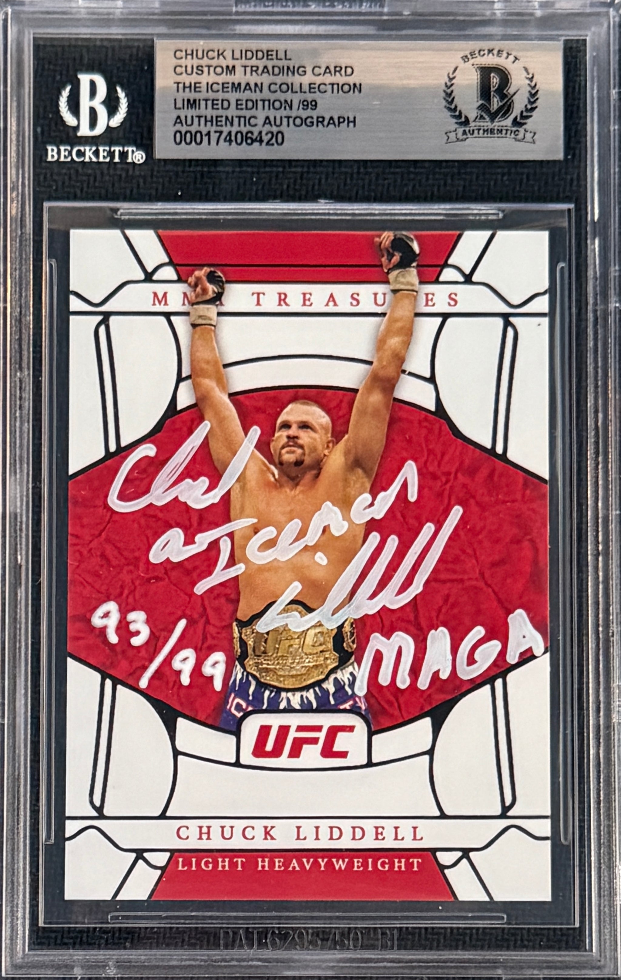 2024 Chuck Liddell Signed Limited Edition /99 UFC Treasures Inscribed 