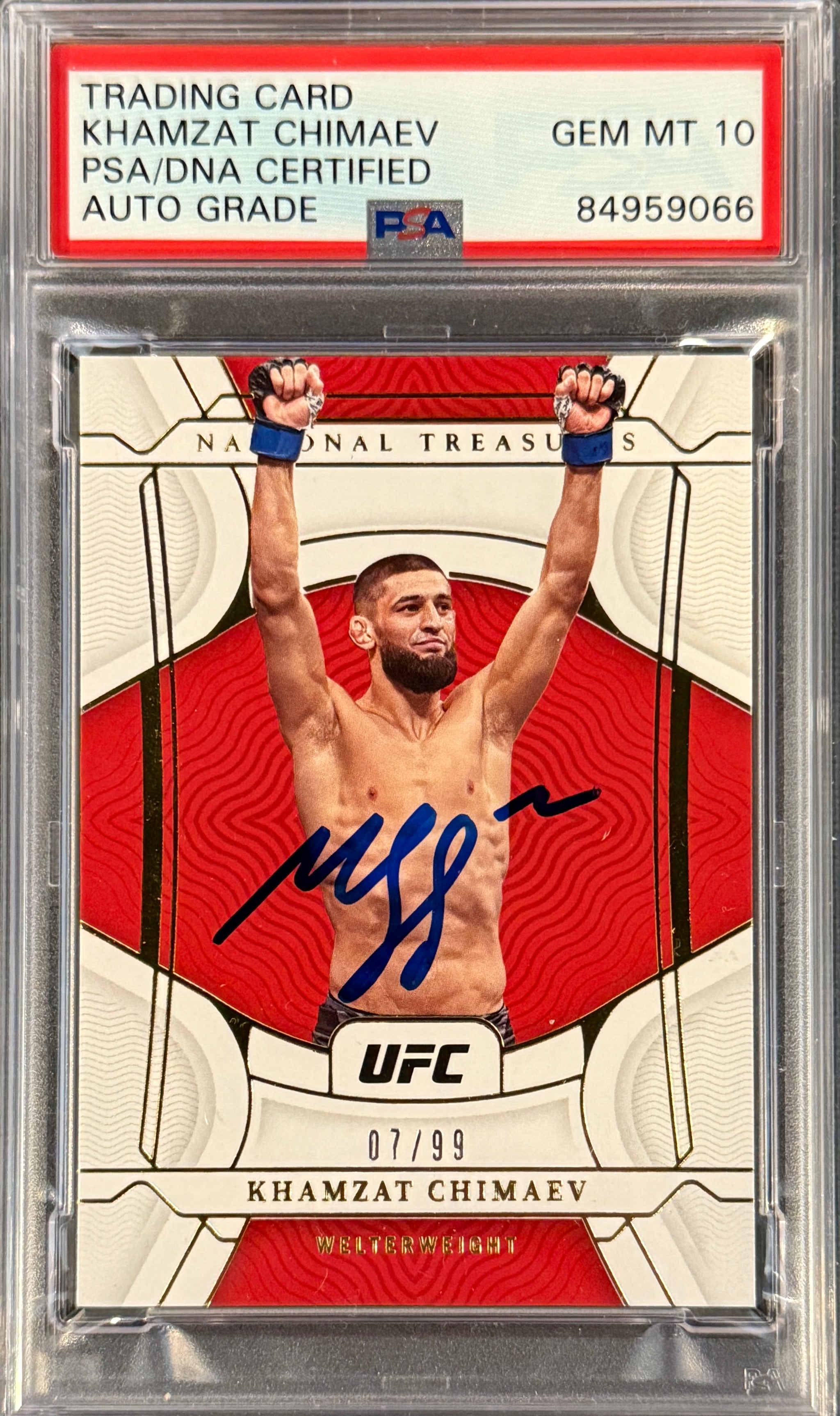 Khamzat Chimaev Signed 2022 National Treasures UFC Rookie Card 7/99
