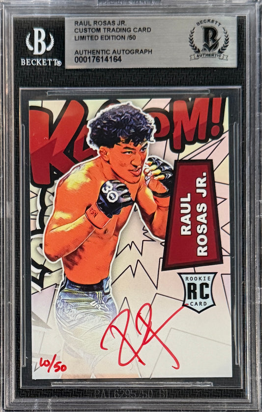 2023 Raul Rosas Jr. Signed LE/50 UFC Kaboom Rookie Card Red Ink