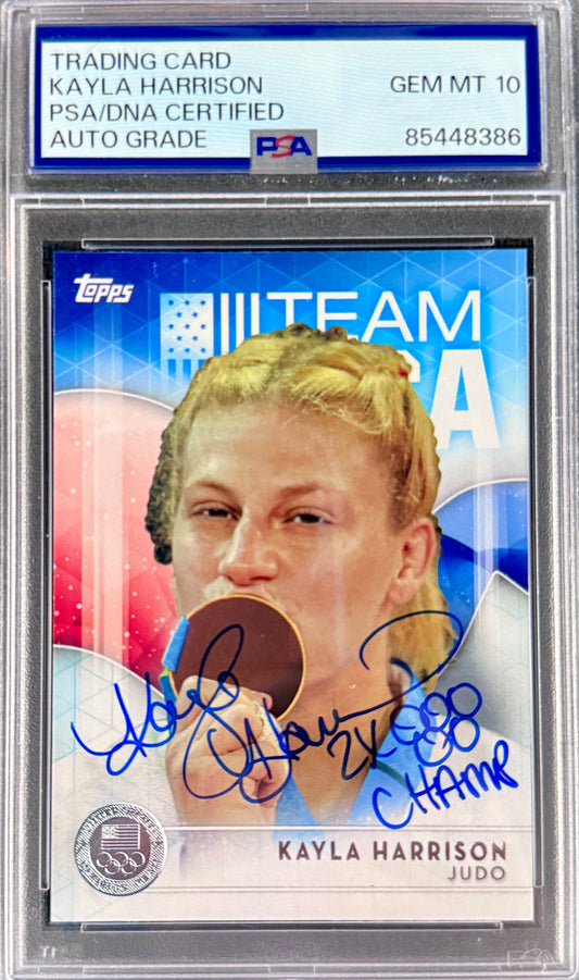 2016 Kayla Harrison Signed Topps Rookie Card Inscribed "2X Olympic Champ"