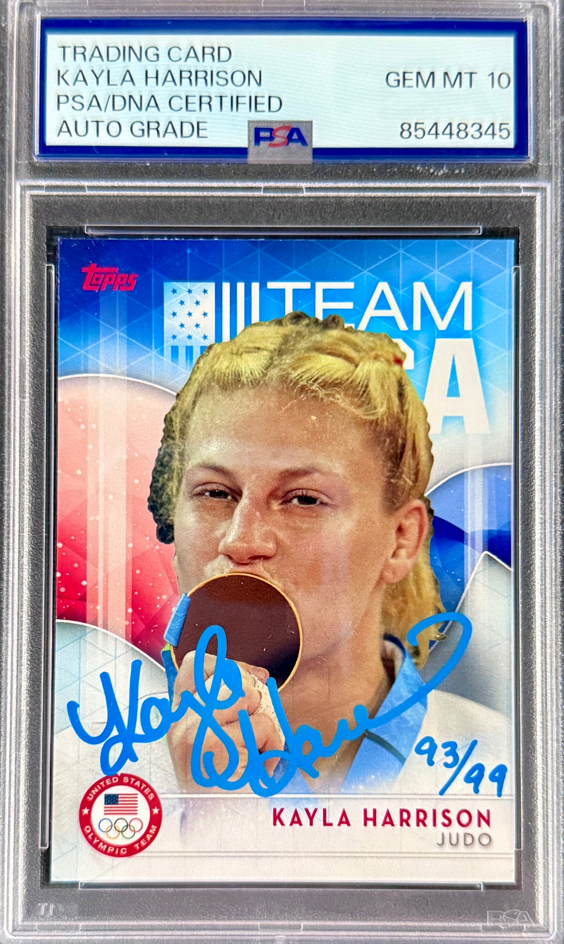2016 Kayla Harrison Signed Limited Edition /99 Topps Blue Ink Rookie Card