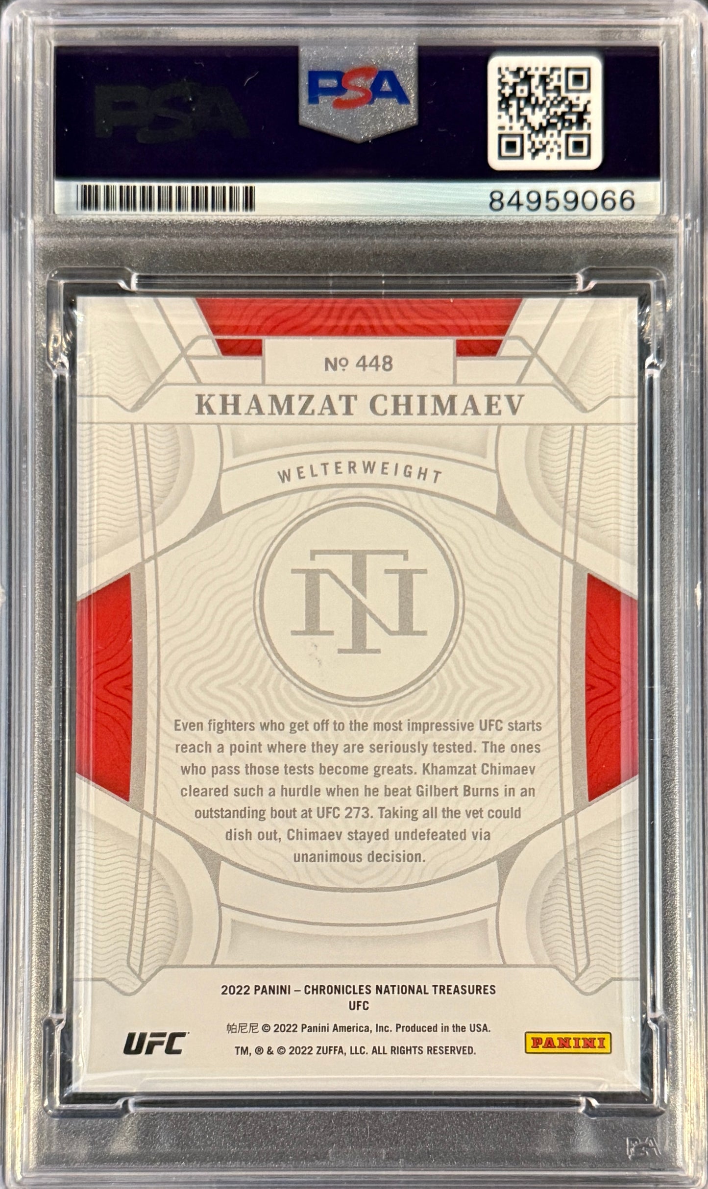 Khamzat Chimaev Signed 2022 National Treasures UFC Rookie Card 7/99