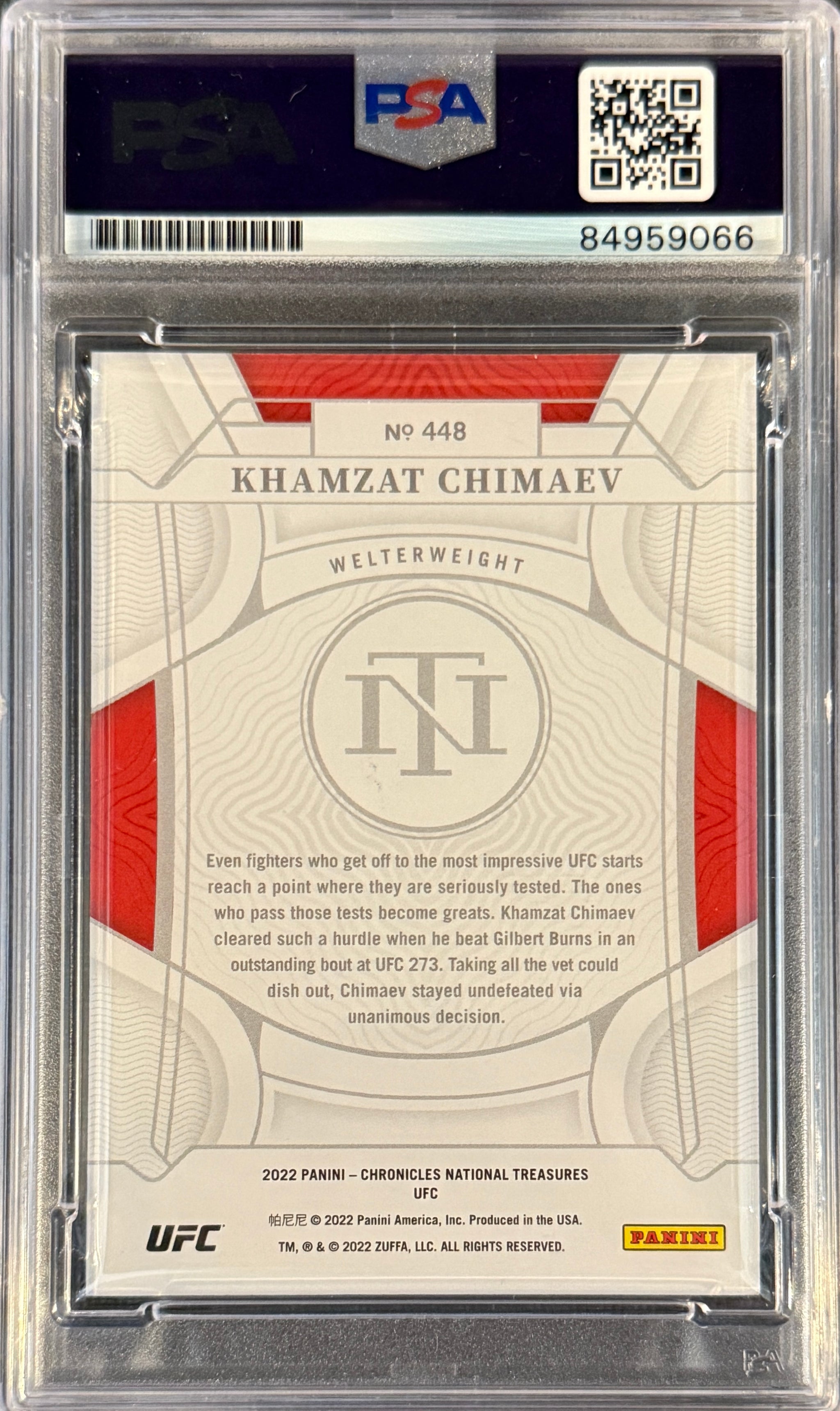 Khamzat Chimaev Signed 2022 National Treasures UFC Rookie Card 7/99