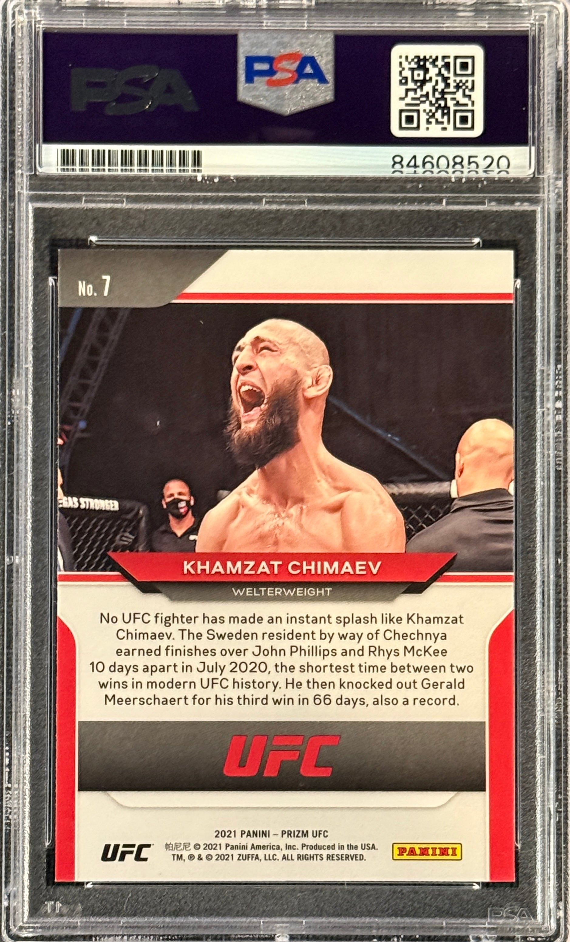 Khamzat Chimaev Signed 2021 Panini Prizm Rookie Card Green Ink