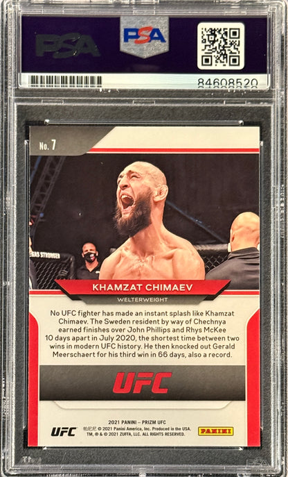 Khamzat Chimaev Signed 2021 Panini Prizm Rookie Card Green Ink