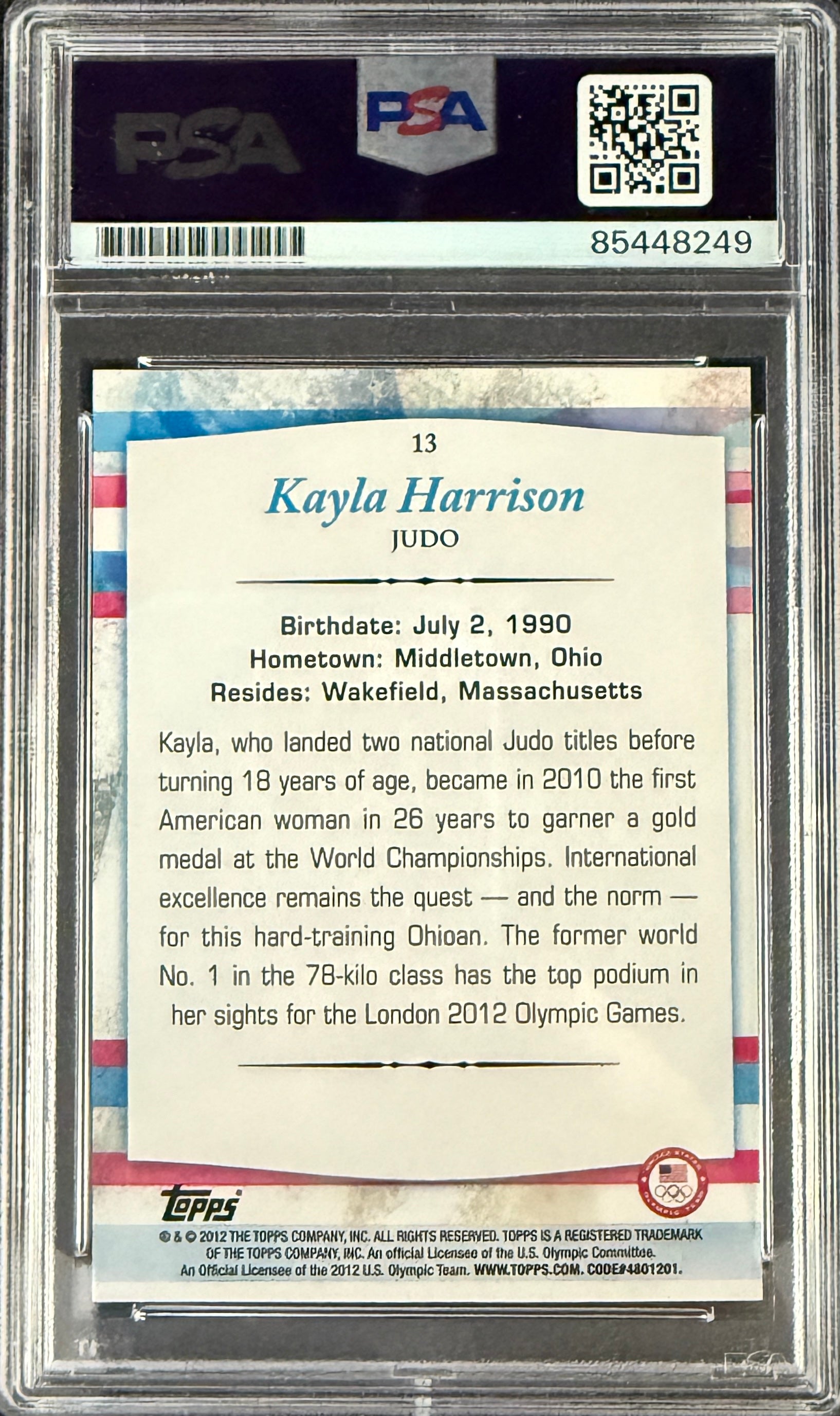 2012 Kayla Harrison Signed Limited Edition /25 Topps Pink Ink Rookie Card