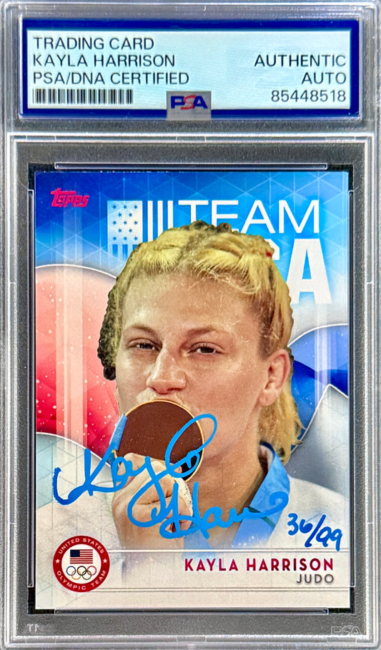2016 Kayla Harrison Signed Limited Edition /99 Topps Blue Ink Rookie Card