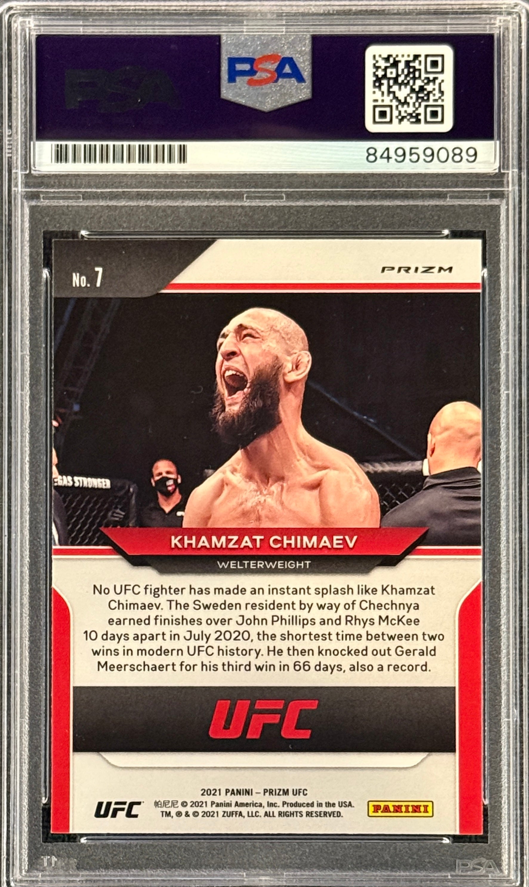 Khamzat Chimaev Signed 2021 Panini Prizm Rookie Card Green