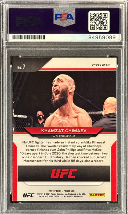 Khamzat Chimaev Signed 2021 Panini Prizm Rookie Card Green