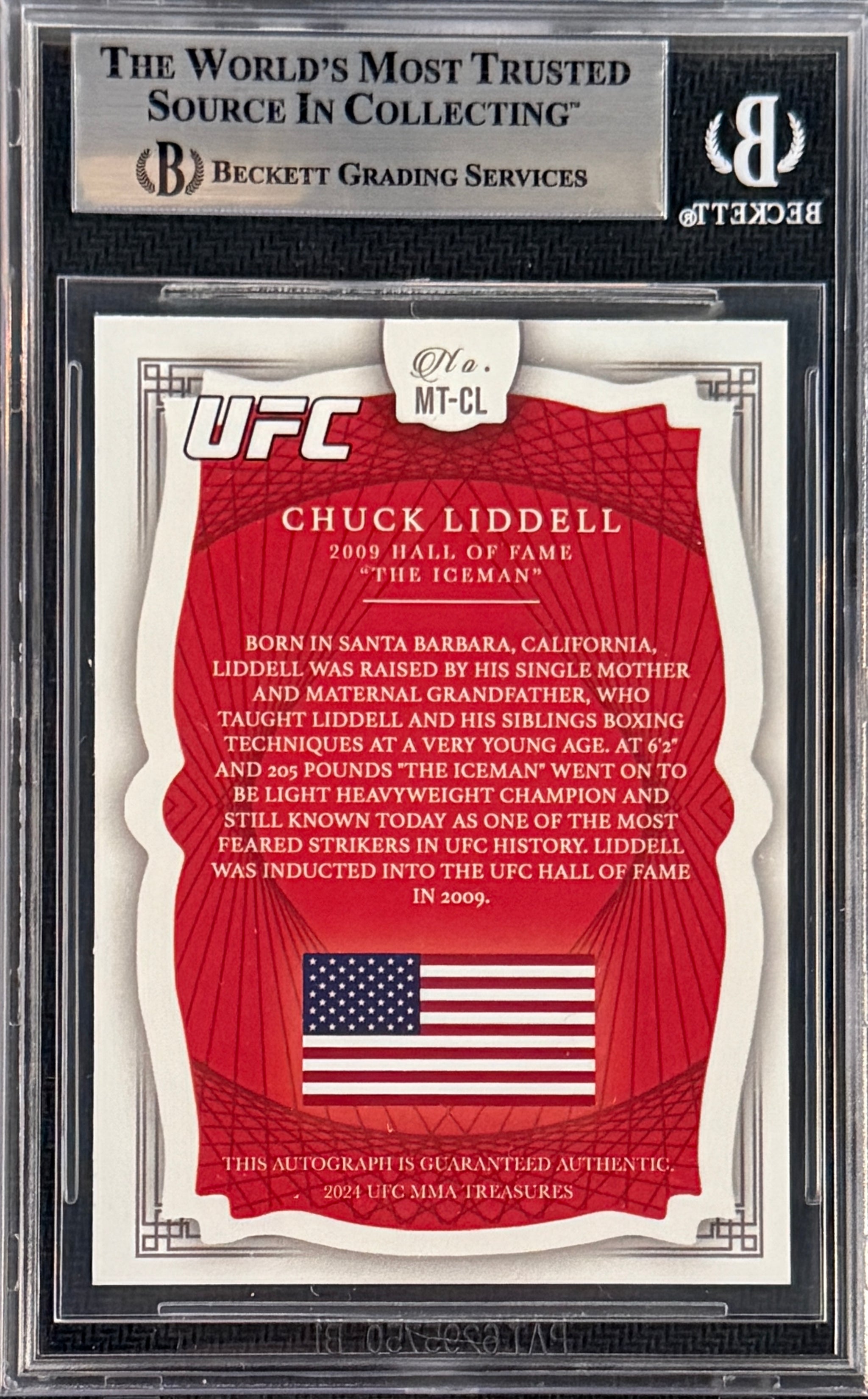 2024 Chuck Liddell Signed Limited Edition /99 UFC Treasures Inscribed 