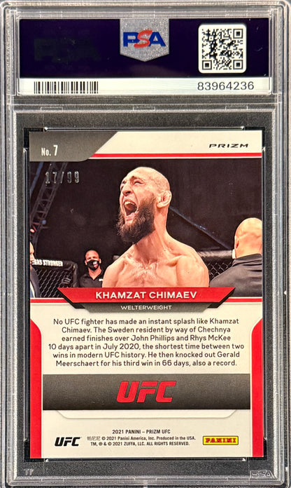 Khamzat Chimaev Signed 2021 Panini Prizm Rookie Card Orange 17/99