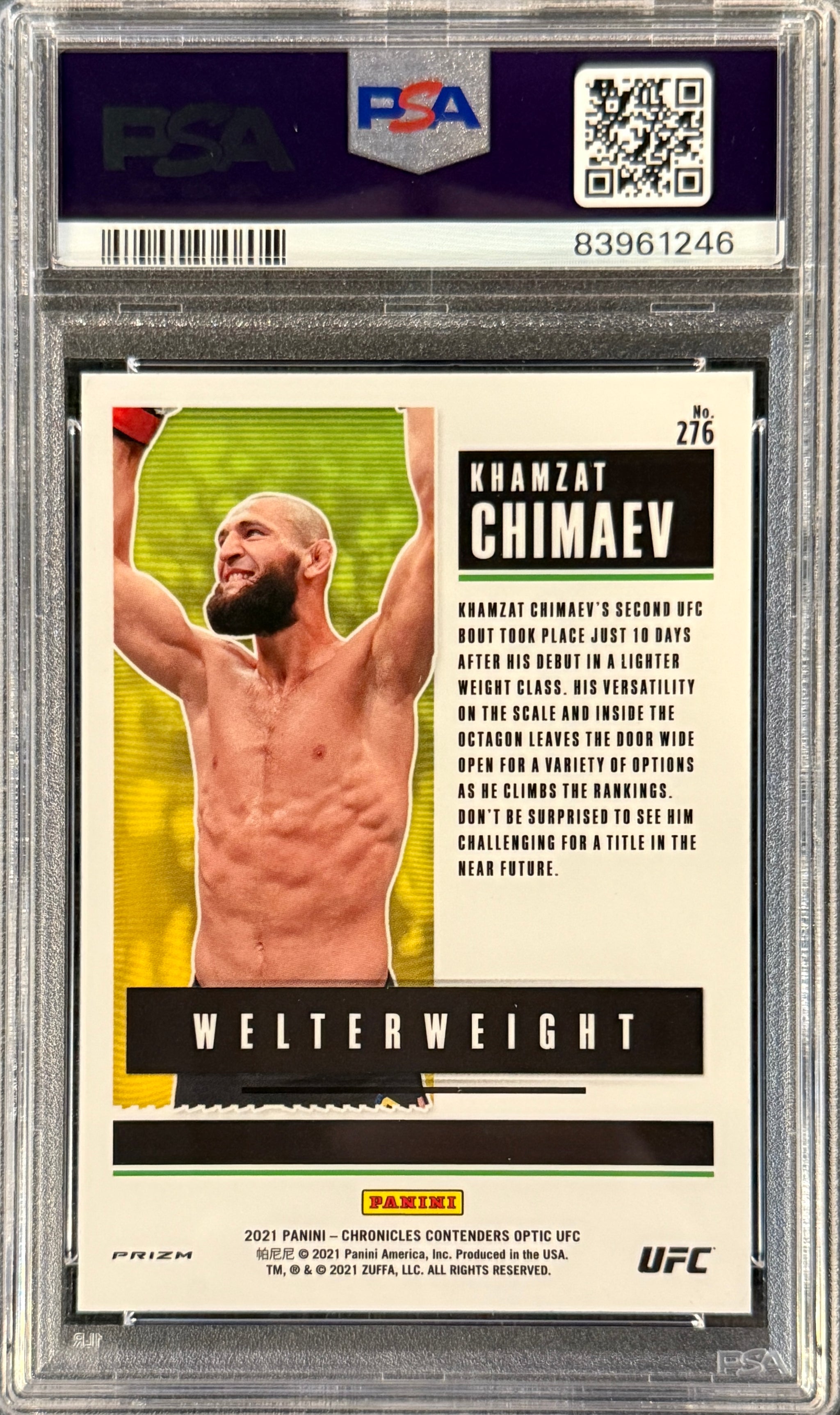 Khamzat Chimaev 1/1 Pink Signed 2021 Panini Chronicles Rookie Card